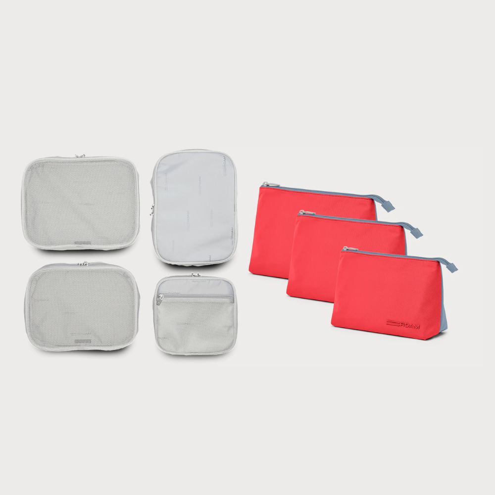 ‍Classic Grey Packing Pods / Red & Slate Essentials Pouches (100% off)